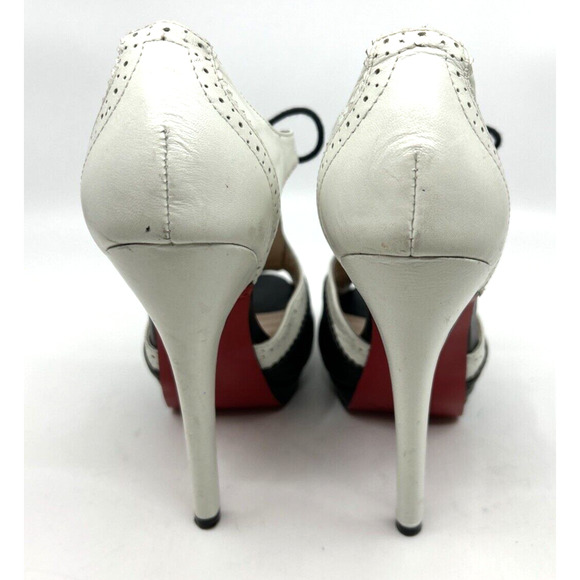 3.1 Phillip Lim Women's Tuxedo Lace Up High Heels SZ 6.5 Leather Peep Toe - Picture 3 of 7